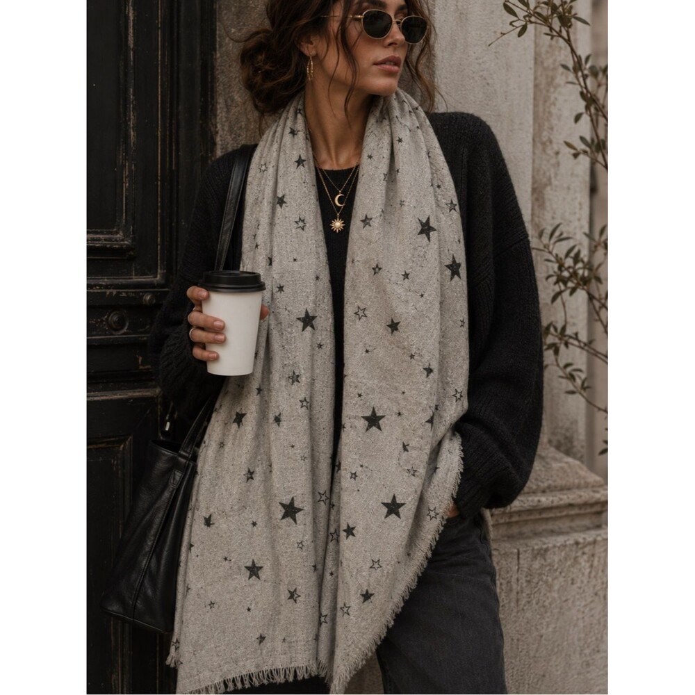 Victoria’s Secret Celestial Star Blanket Scarf Whimsigoth Cozy Oversized 74x30